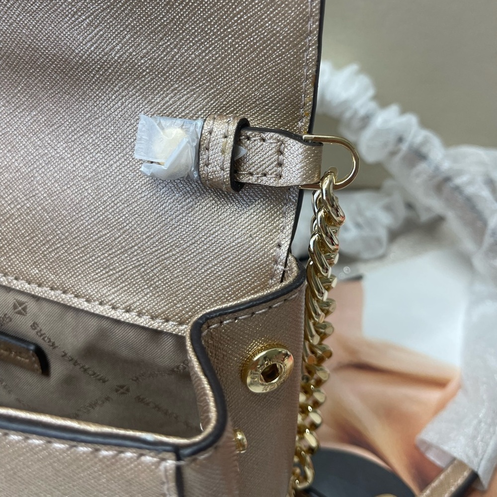 (new+tag) Michael Kors convertible leather crossbody /clutch ballet rose gold - Picture 10 of 14